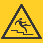 Ohtlik! Trepilt libisemis- või kukkumisoht, ohtlik trepp. Kukkumise oht