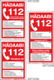 Hädaabikõne 112 juhis (mitmes keeles) erinevates suurustes (5-18)