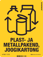 Liigiti kogumine: PLAST- JA METALLPAKEND, JOOGIKARTONG (27012). Tarbekaupade, kosmeetika, toiduainete jms puhtad pakendid. Kilekotid.